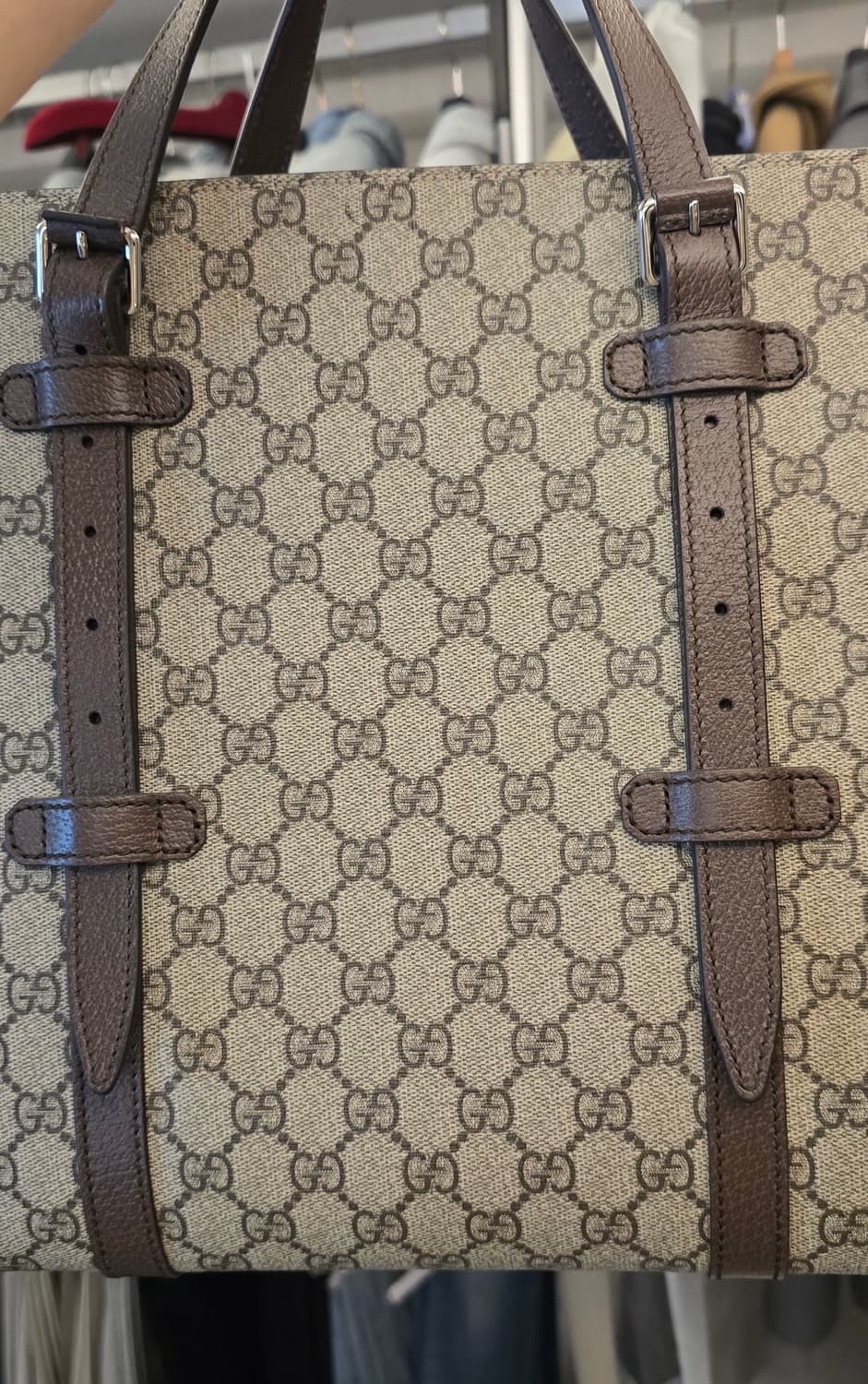 정품 구찌 GG 수프림 레더 디테일 캔버스 남성 여성 토트백  급매 상품이미지6