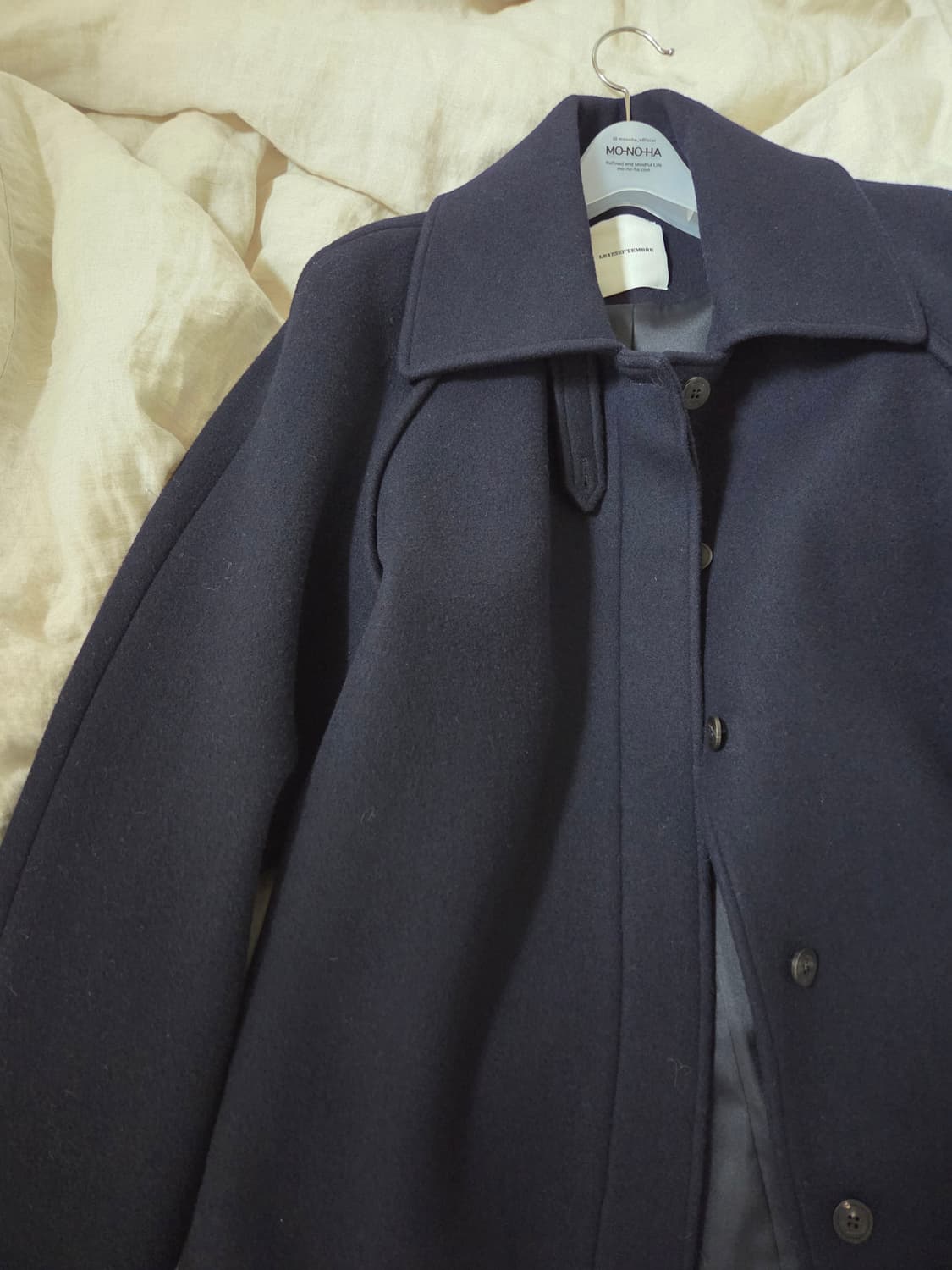 르917 래글런 슬리브 하프 코트 네이비 34 상품이미지3