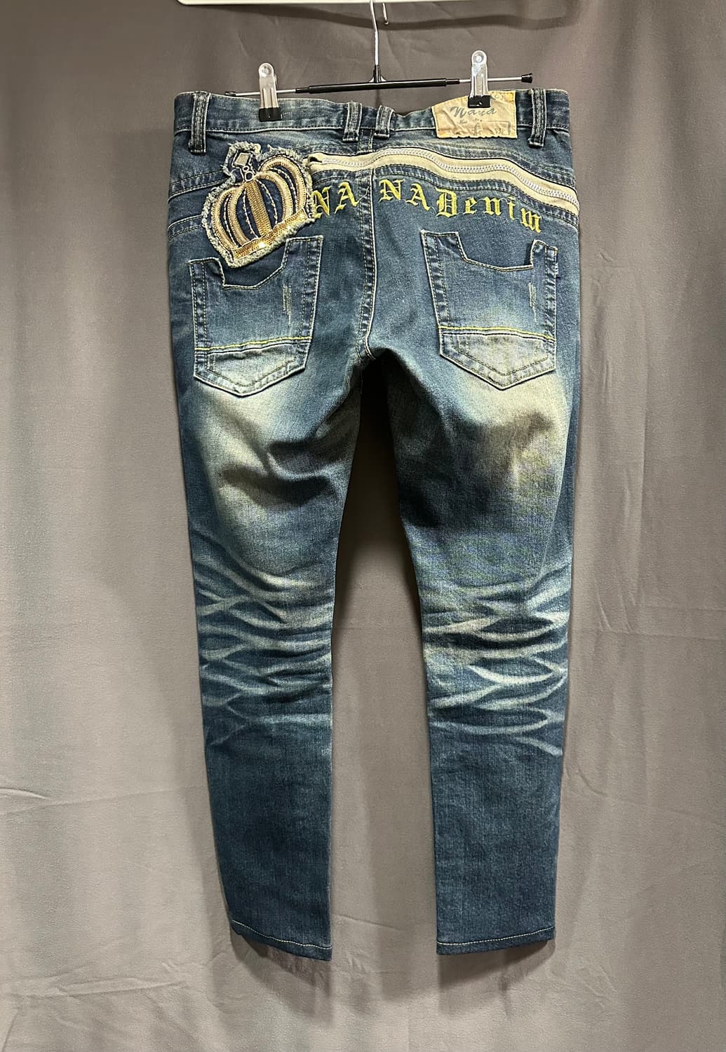 NANA JEANS 왕관 패치 Y2K 워싱 스키니 데님팬츠 30 상품이미지1