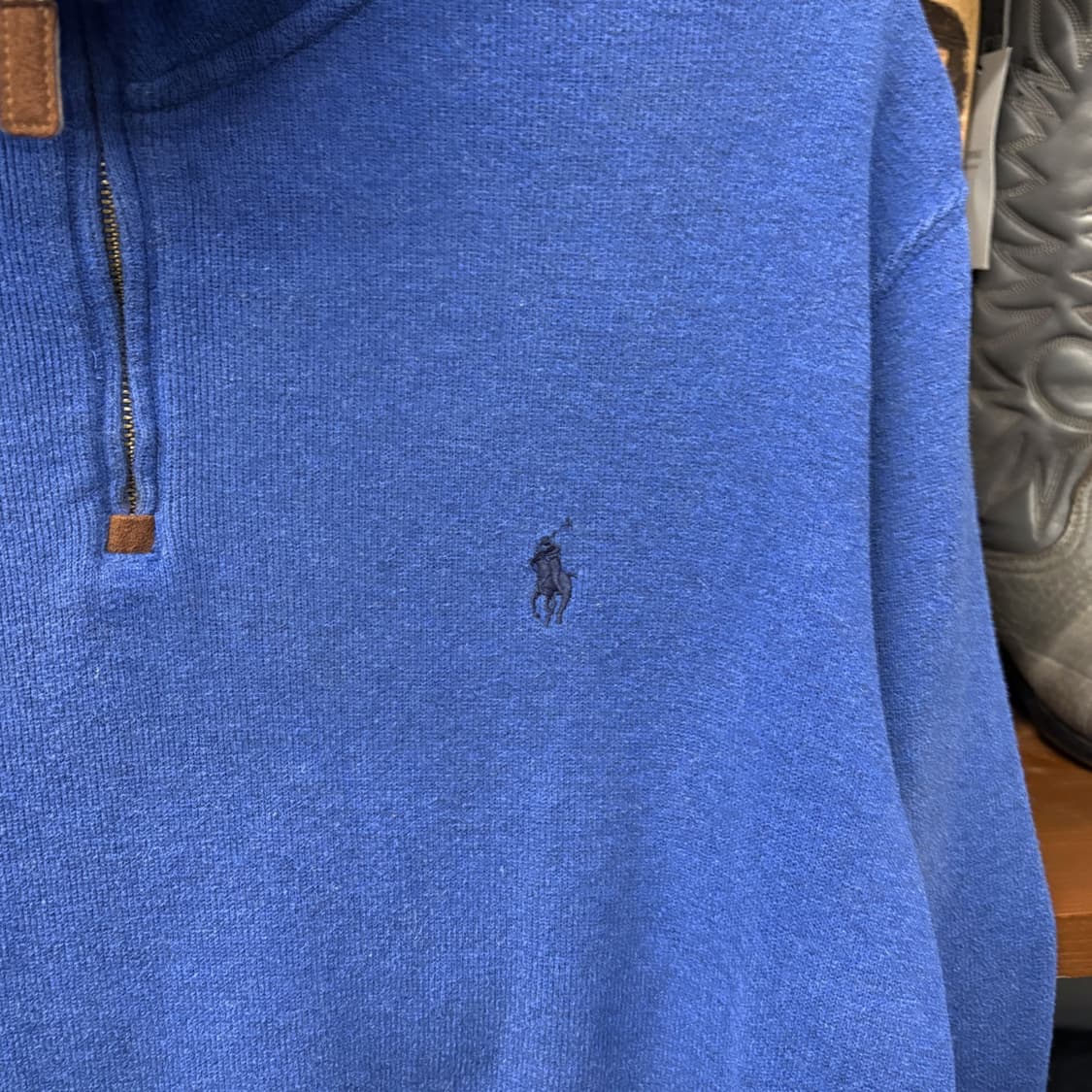 90s 폴로 랄프로렌 파인리브 하프집업 코튼니트 스웨터 블루 N639 상품이미지5