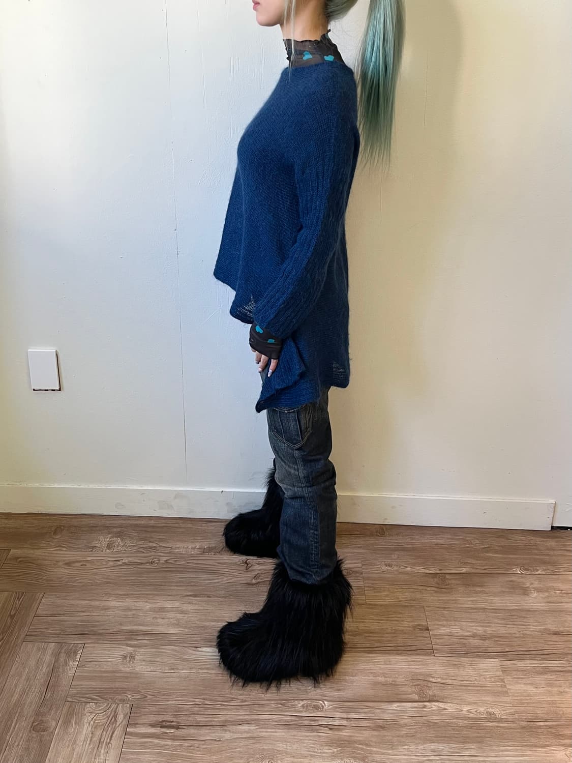 NieR 시스루 민트 캣 탑 상품이미지9