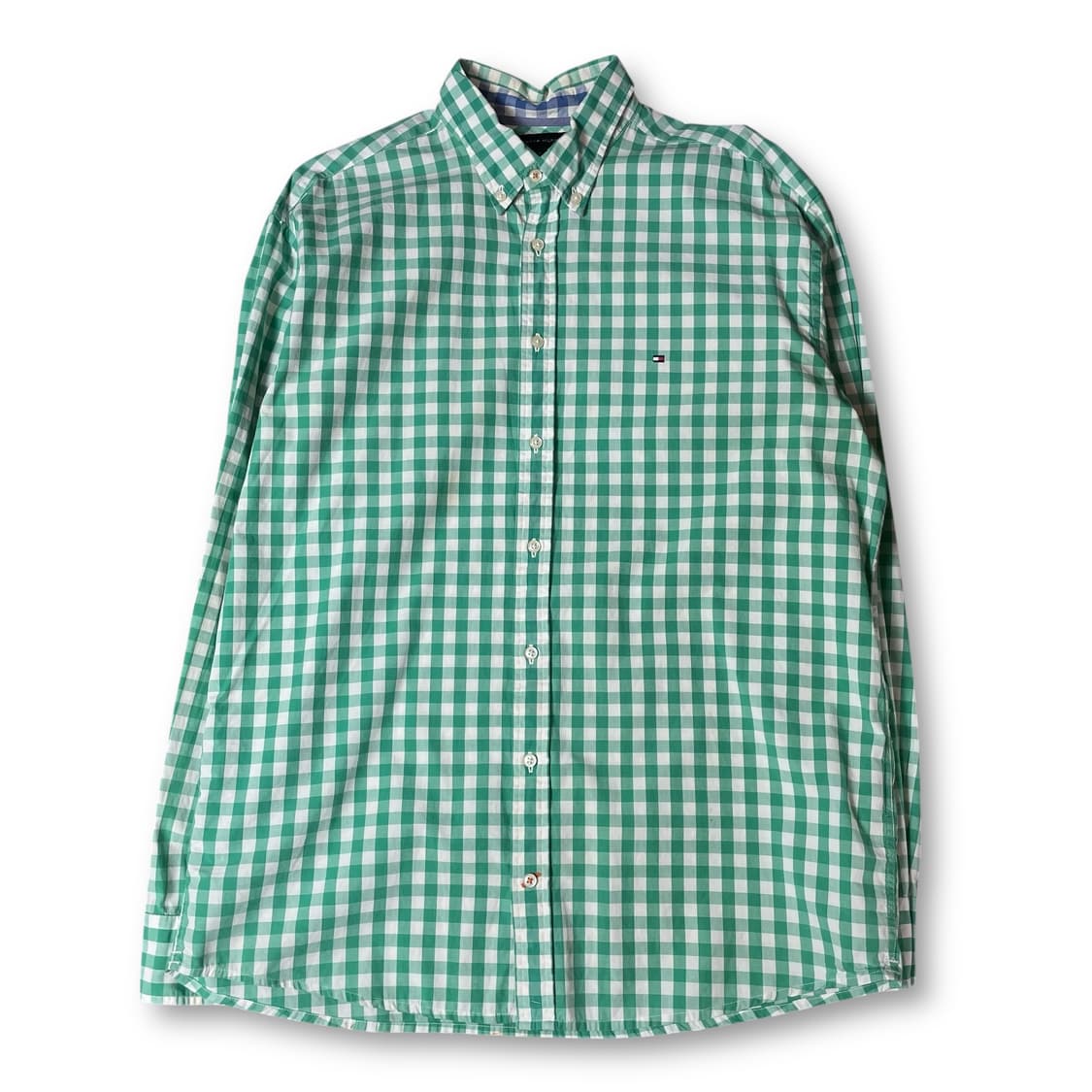  타미힐피거 미니자수 그린 체크 패턴 긴팔 셔츠 빈티지핏 XL 상품이미지1