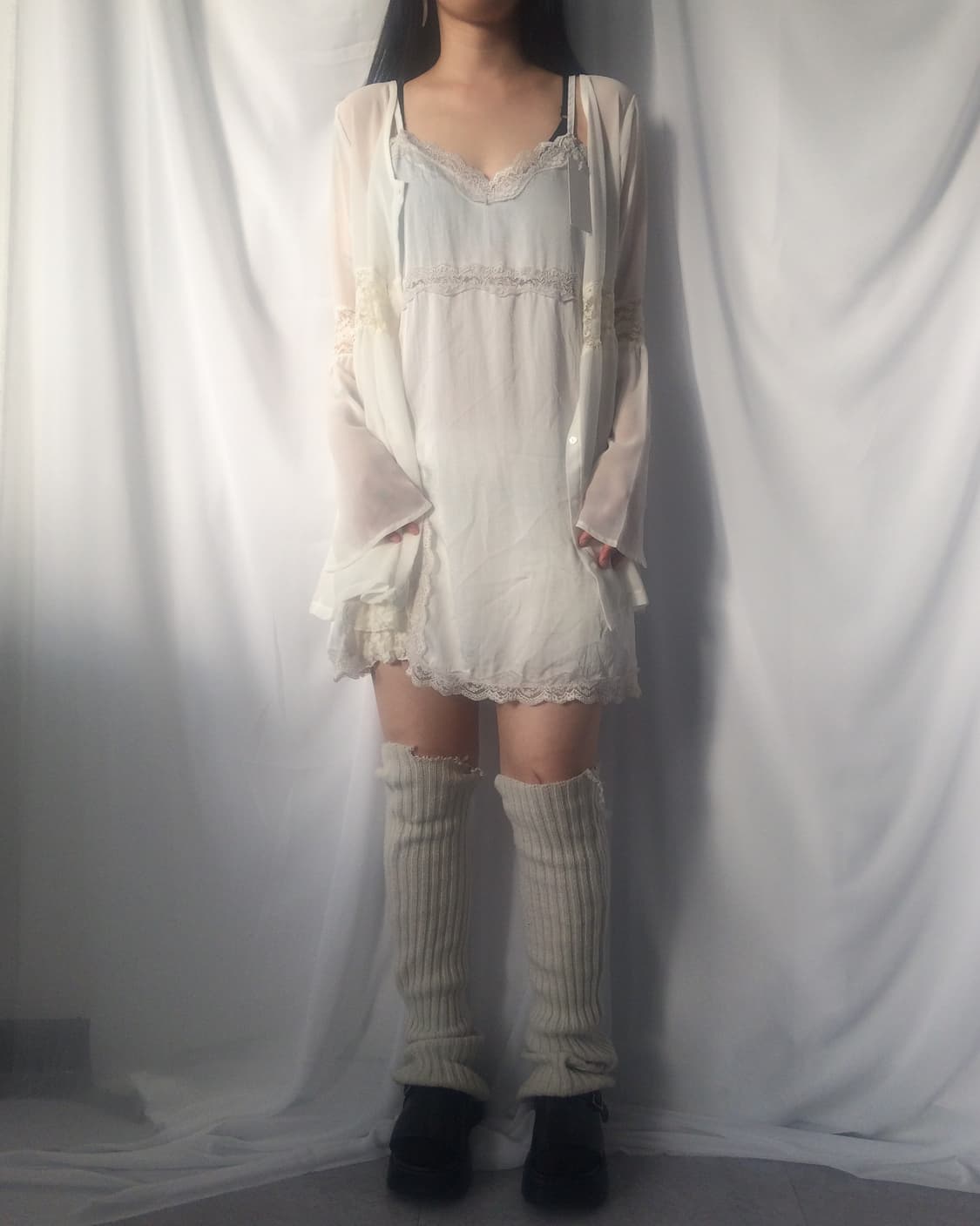 Lace trimming slip onepiece 상품이미지1