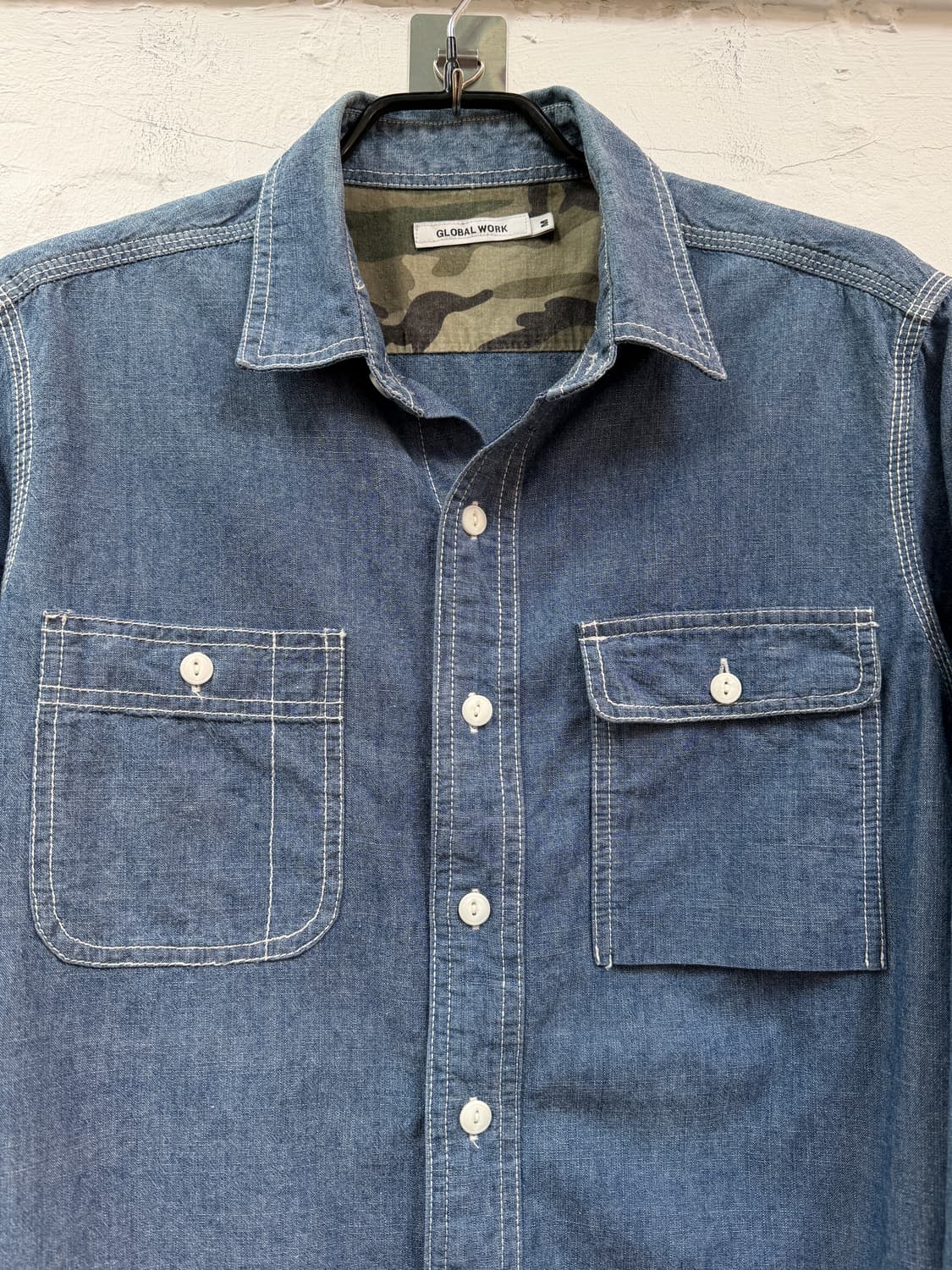 Global Work 히든 카모플라쥬 데님 워크 셔츠 M 상품이미지4