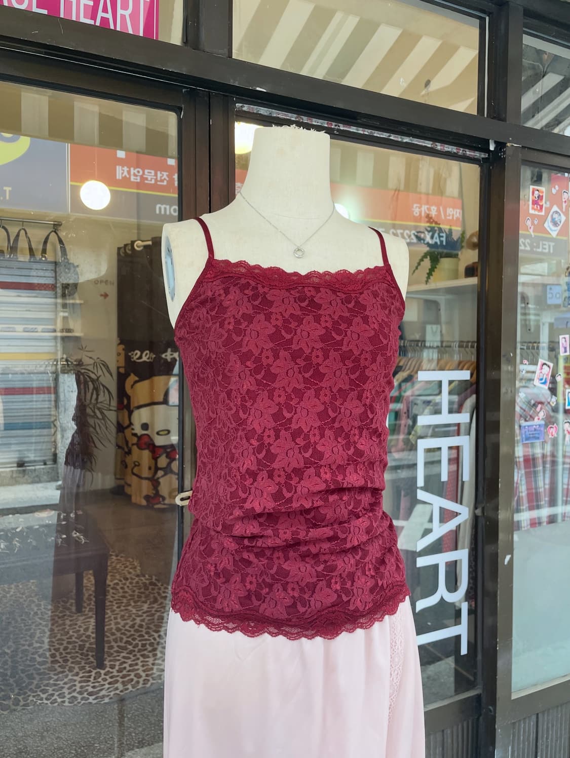 버건디 레이스 끈나시 상품이미지1