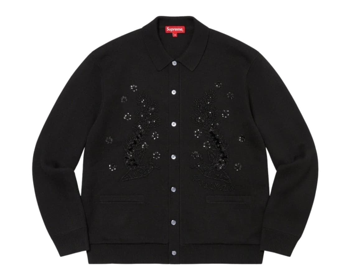 슈프림 비디드 아플리케 가디건 블랙 - 23SS 상품이미지1