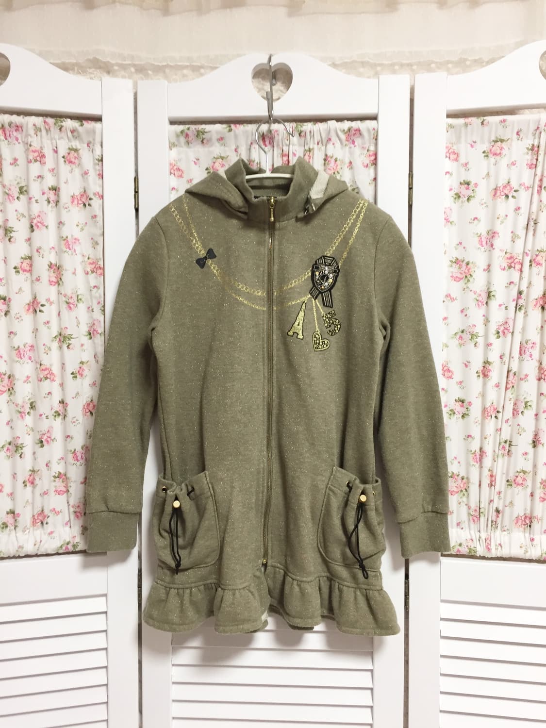 빈티지 카키 갸루 후드집업 상품이미지1