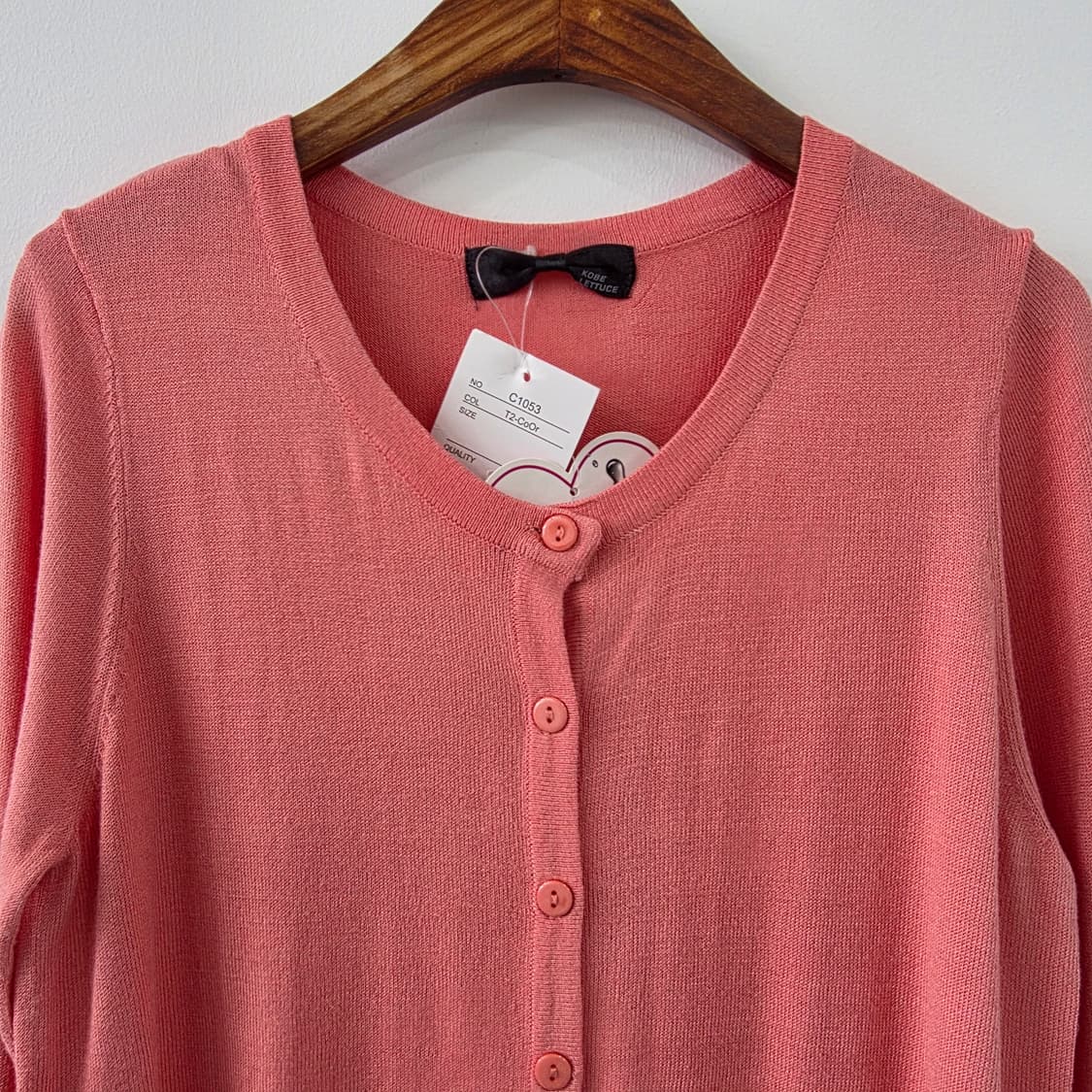 KOBE LETTUCE 코랄핑크 워셔블 라운드 니트 가디건 상품이미지3