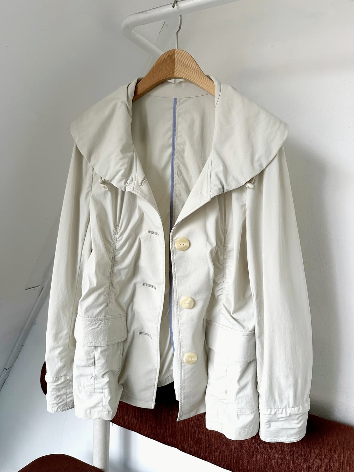 Shirred design stretched fabric jacket 상품이미지1