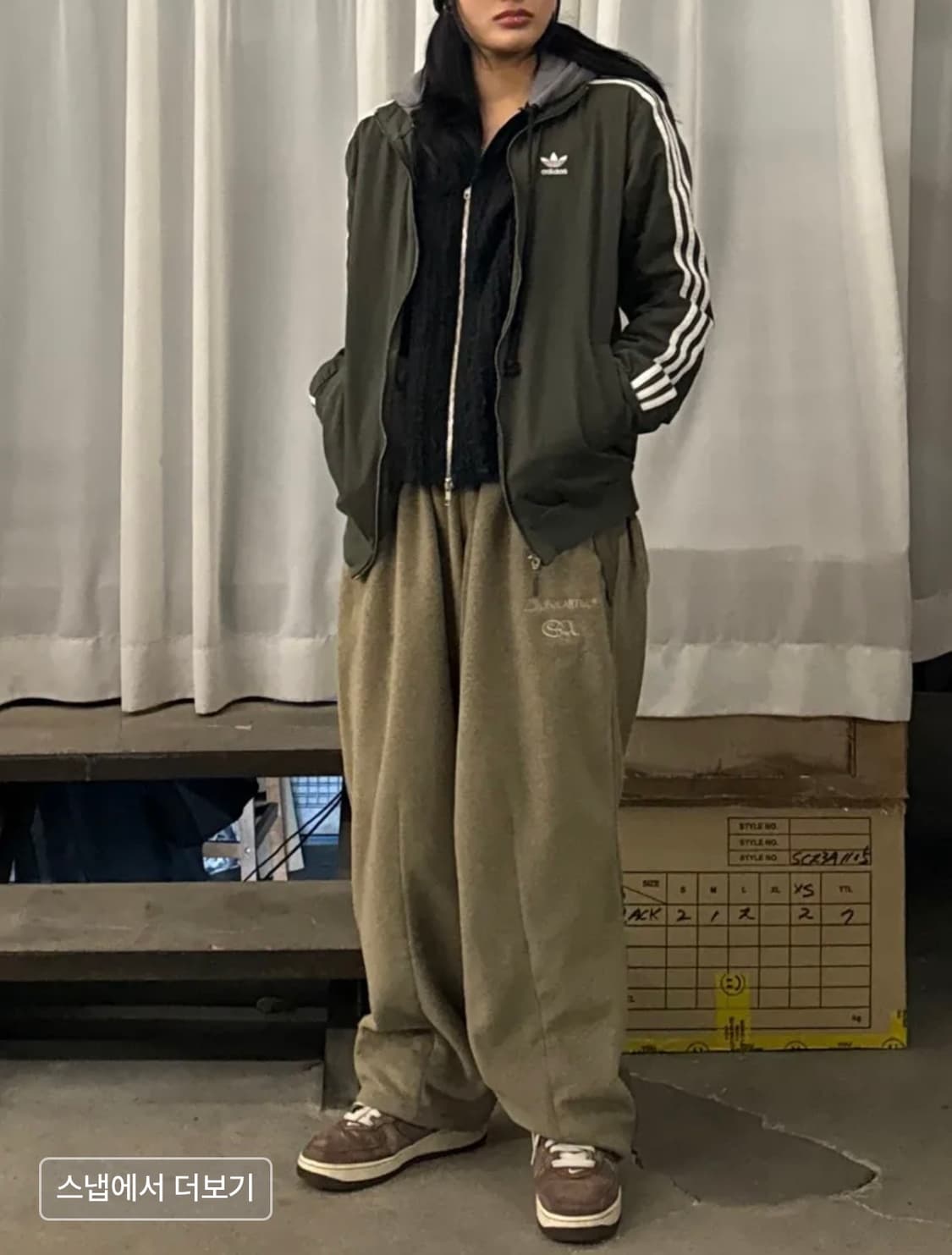 [L]스컬프터 폴라텍 와이드 트레이닝 팬츠/멜라지브라운 상품이미지2