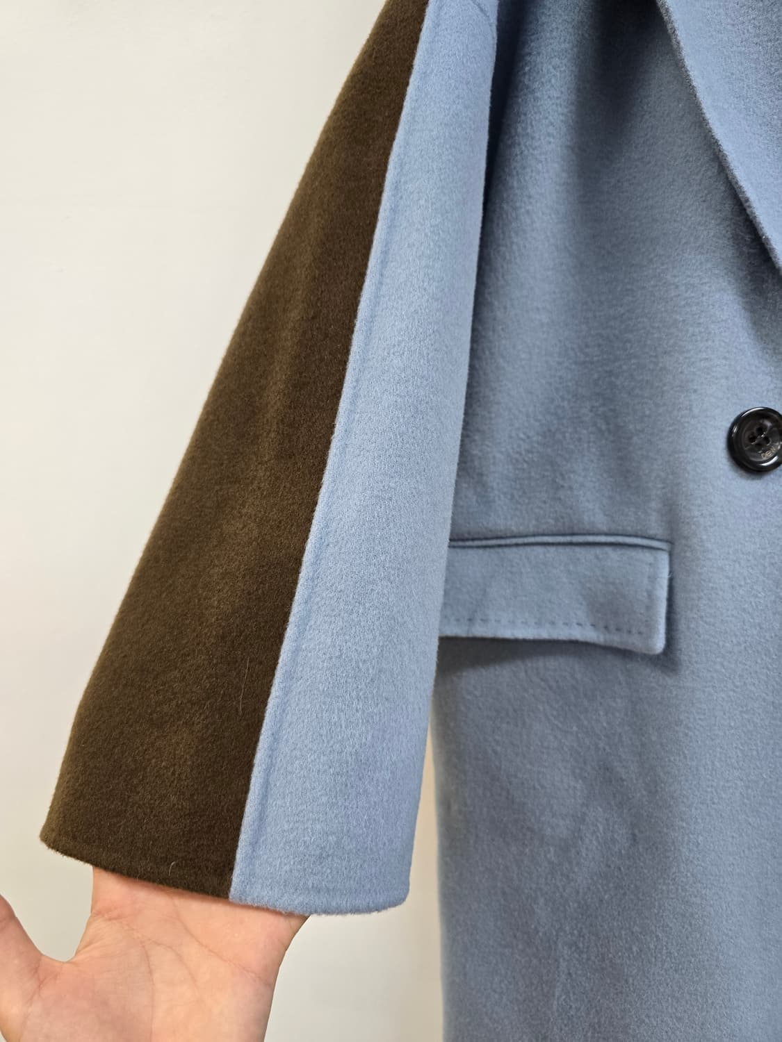 듀엘 캐시미어 블랜딩 모100% 컬러블럭 루즈핏 롱코트 상품이미지5
