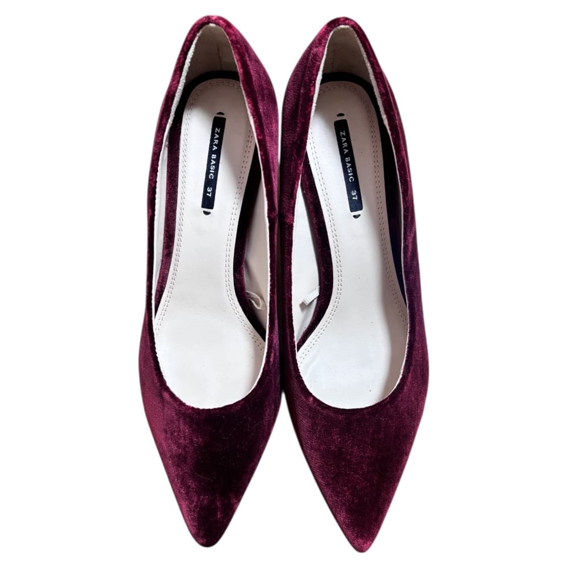 자라(ZARA) 벨벳 버건디 키튼힐 / 하이힐 상품이미지4