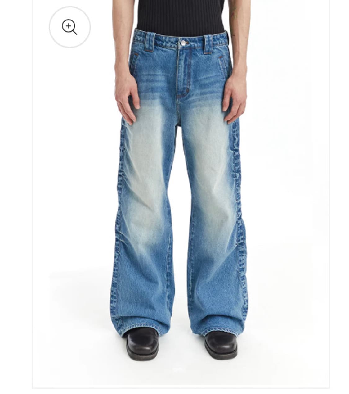 NEVERSEEZ Side Seam Pleated Washed Jeans 상품이미지1