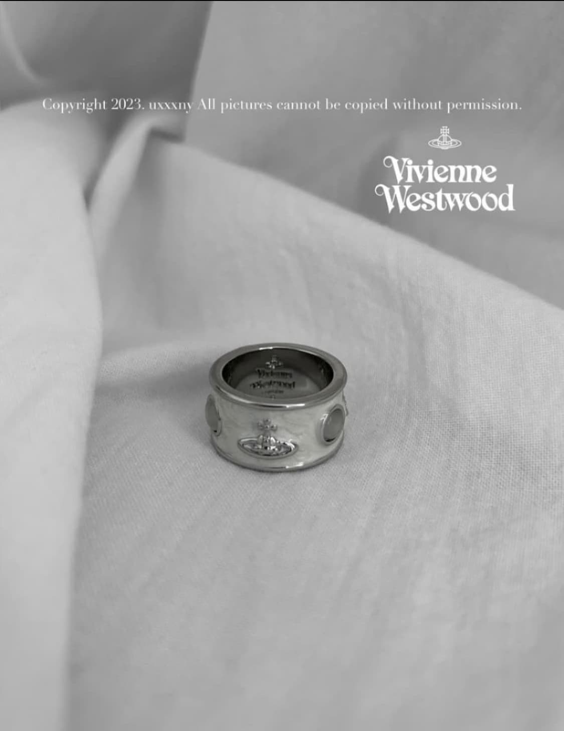 비비안웨스트우드 아카이브 화이트 원석링 반지 상품이미지1