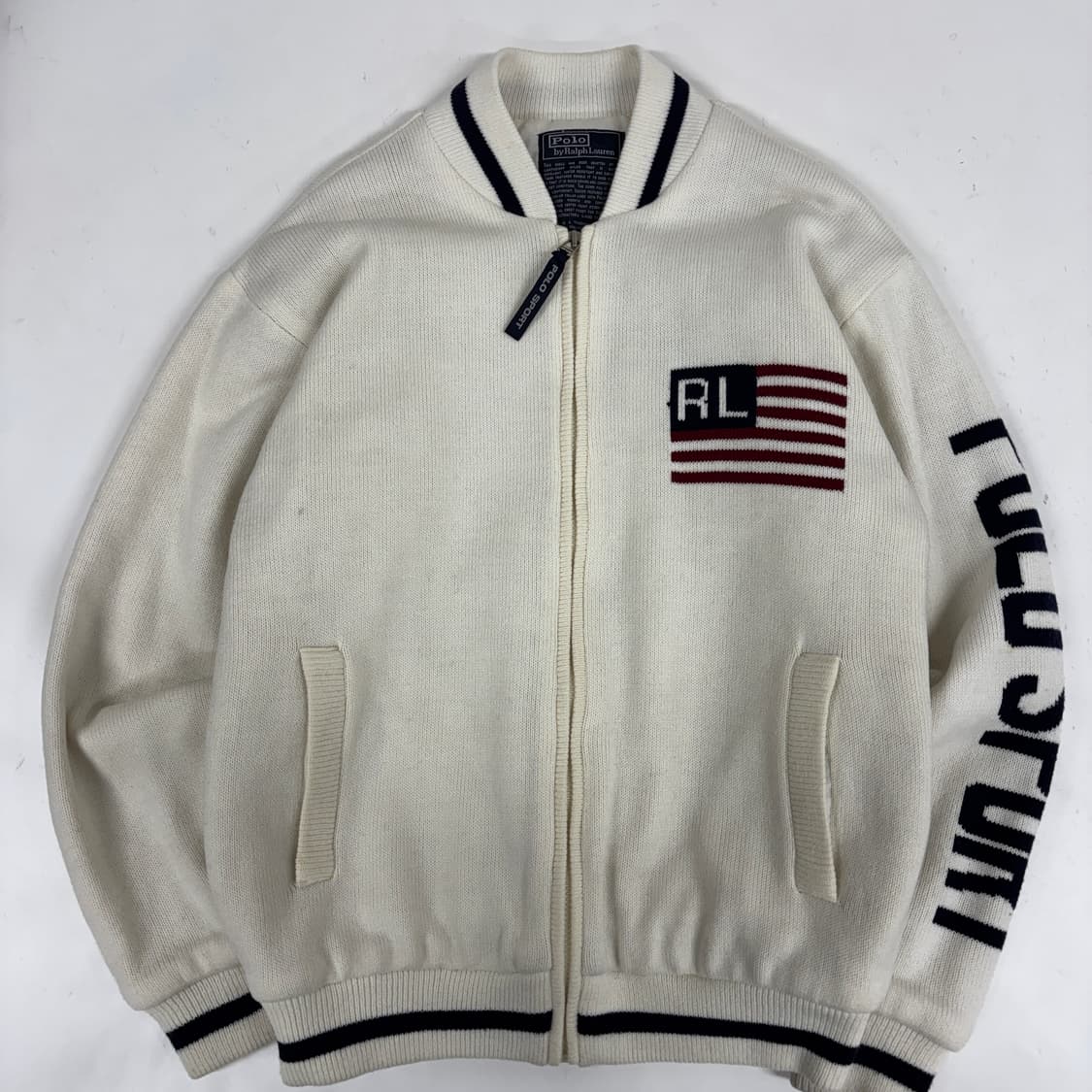 90s 폴로 성조기 니트 스타디움 자켓 상품이미지4