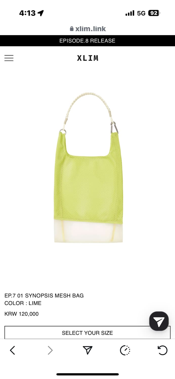 EP.7 01 SYNOPSIS MESH BAG COLOR : LIME 상품이미지1