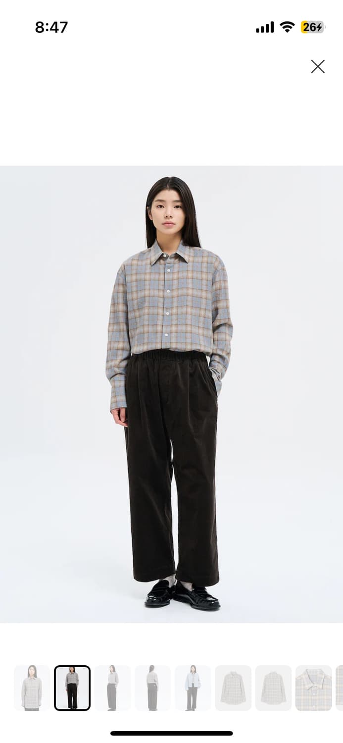 오라리 에어리울 체크셔츠 0사이즈 상품이미지3