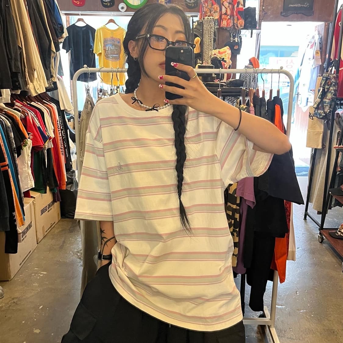 Stüssy Pink Stripe T-shirt 상품이미지6
