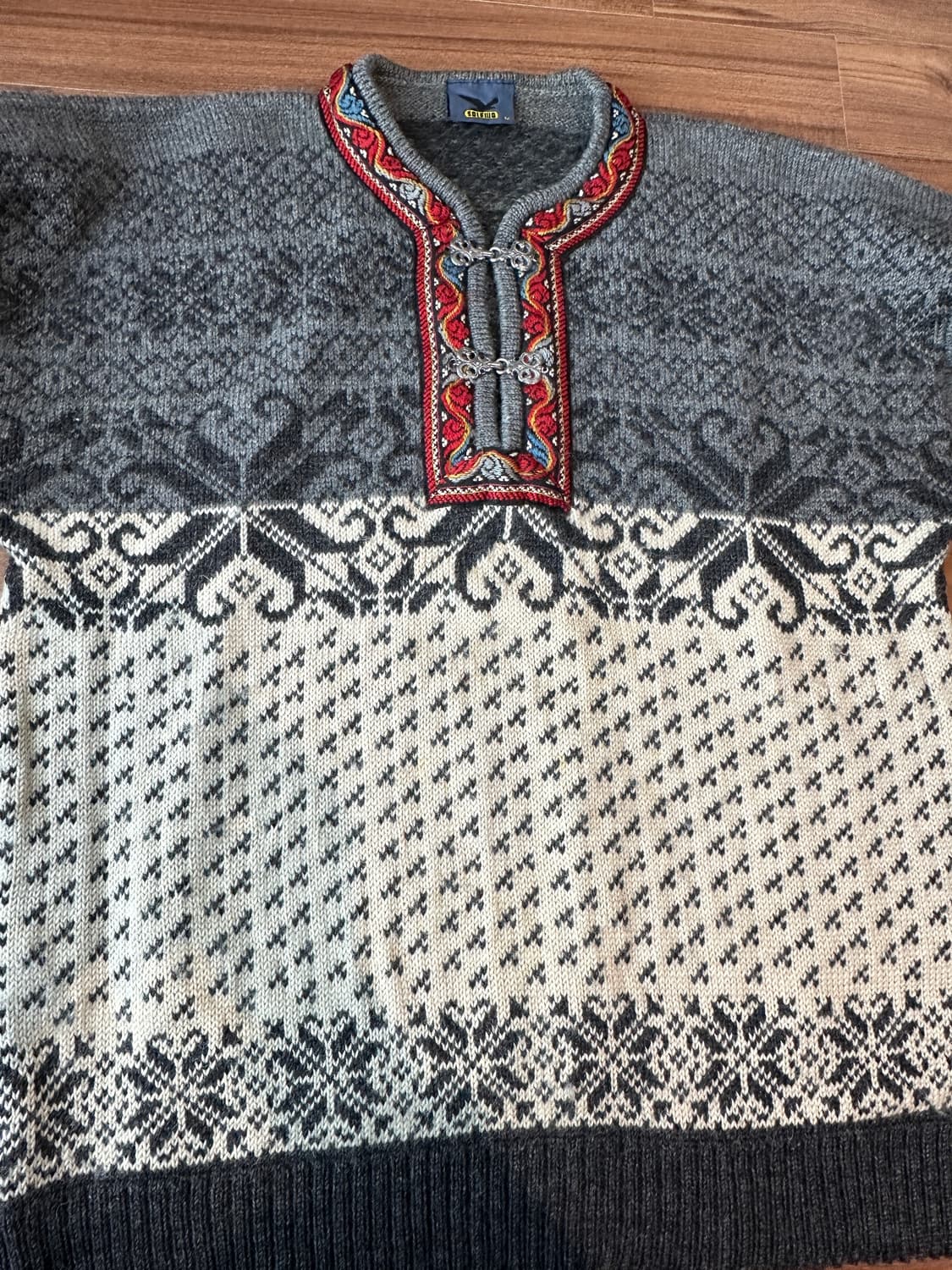 노르웨이산 빈티지 헤비울 노르딕 니트 스웨터 M 상품이미지7