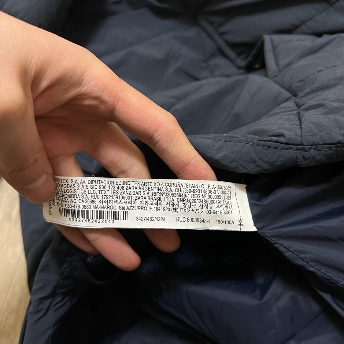 자라 남성 포켓 퀼팅 경량패딩 L/100  상품이미지5