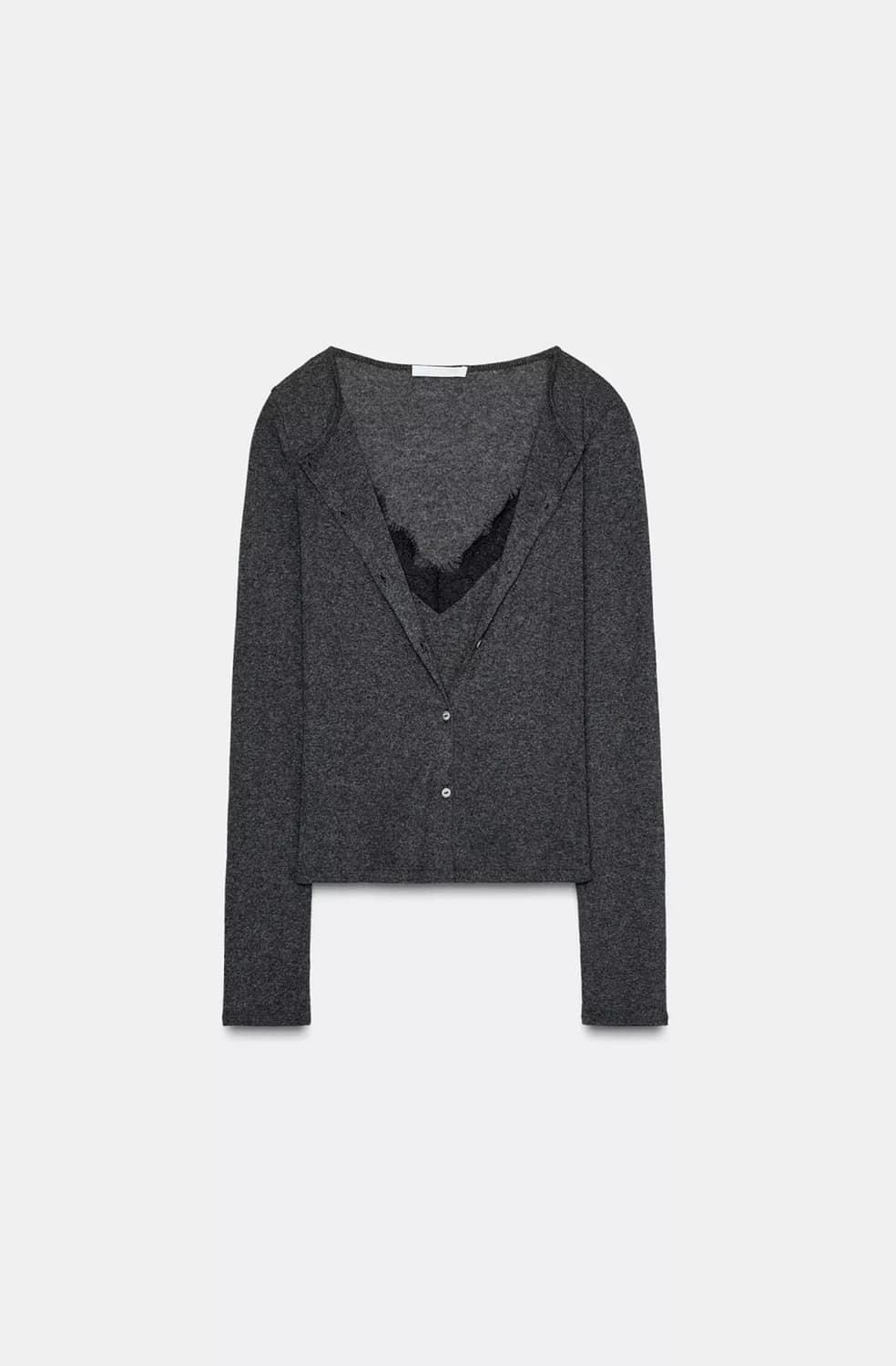 자라 레이스 콤비 탑 재킷 가디건 (먹색/S 사이즈) 상품이미지5