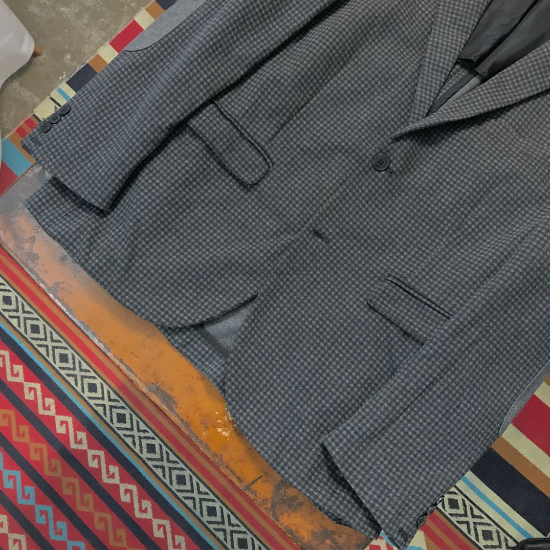 자라 차콜 그레이 깅엄 체크 투버튼 자켓 블레이저 남성 105 사이즈 상품이미지3