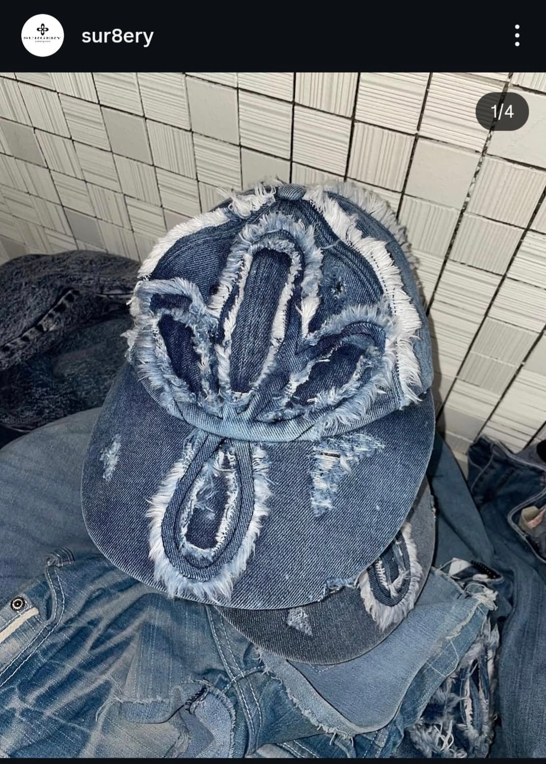 써저리 클로버 데님 캡 블루(최겨울 착용) 상품이미지3