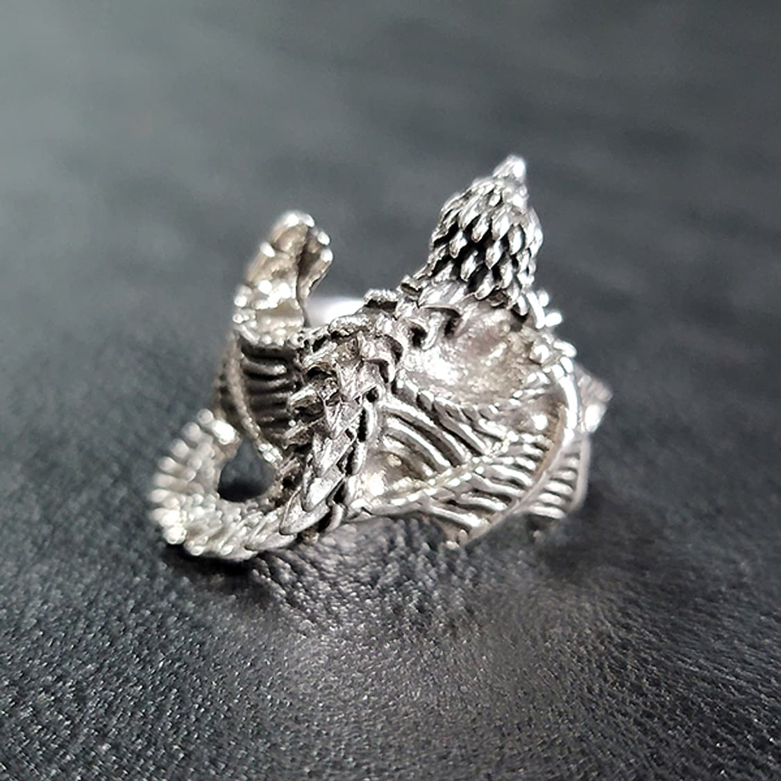 Zalthor 백동 빅사이즈 남자 엔틱 빈티지 용 비늘 드래곤 반지 상품이미지4