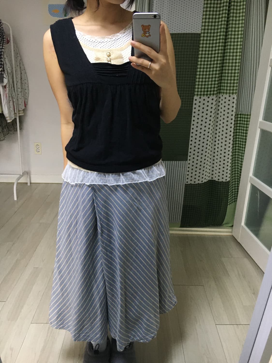 블랙 도트 레이스 레이어드 슬리브리스 상품이미지8