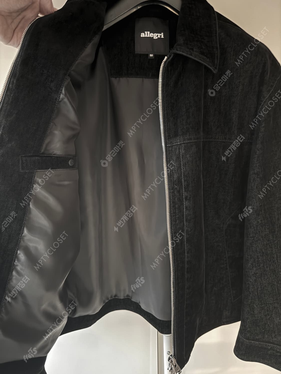[50] 알레그리 25fw 벨루어 벨벳 데님 집업 자켓 상품이미지6