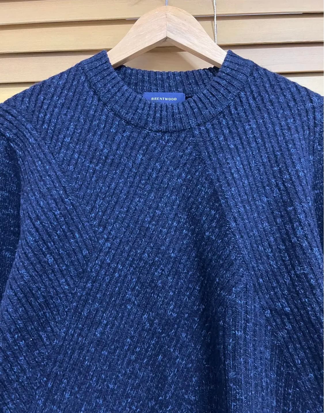 브렌우드 남성 네이비 라운드울코튼니트 상품이미지1