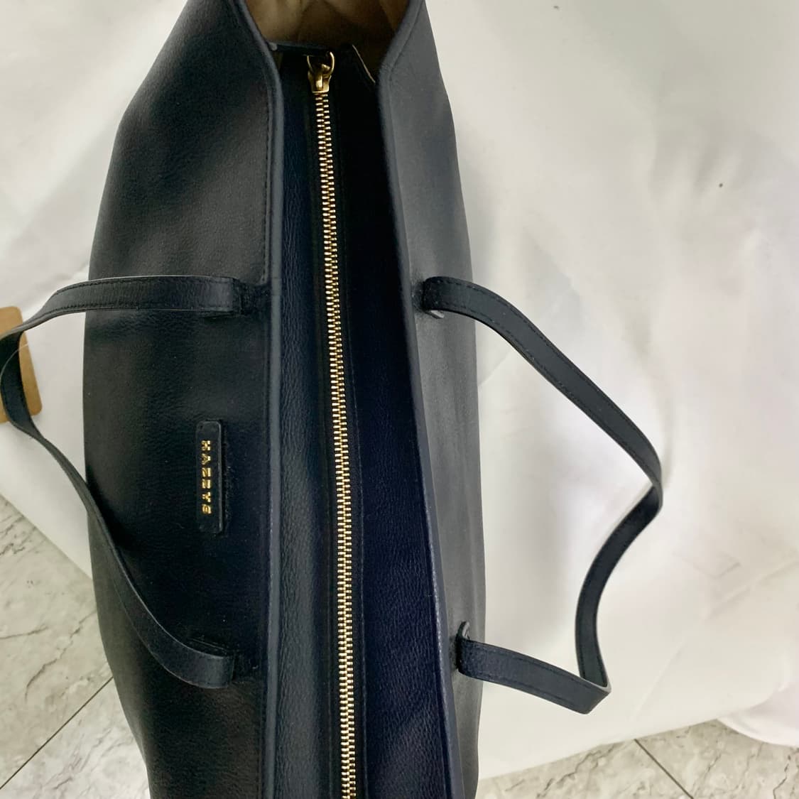 헤지스 레더 가죽 숄더백 토트백 네이비 빈티지 가방 상품이미지6