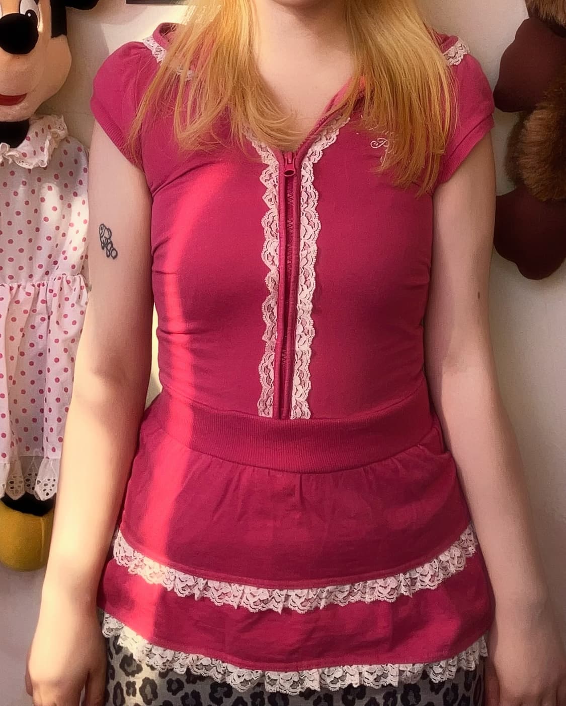 jpn 러블리 후드 반집업 미니 원피스 상품이미지1