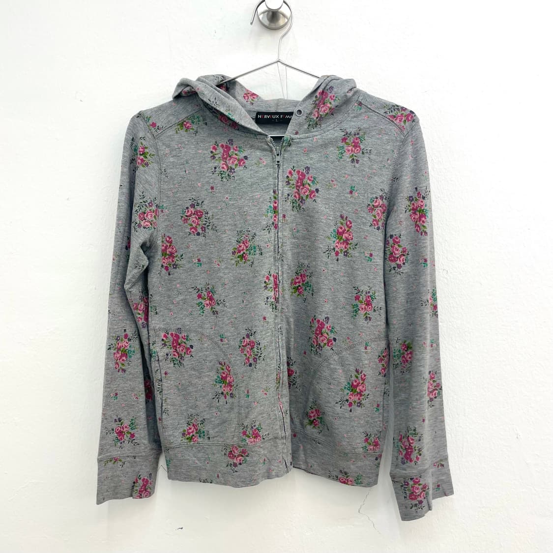Grey flower pattern zip-up 상품이미지1