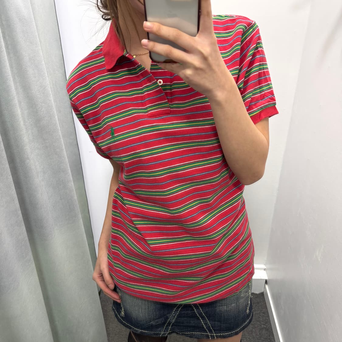 폴로 레드 그린 스트라이프 pk 반팔티 상품이미지1