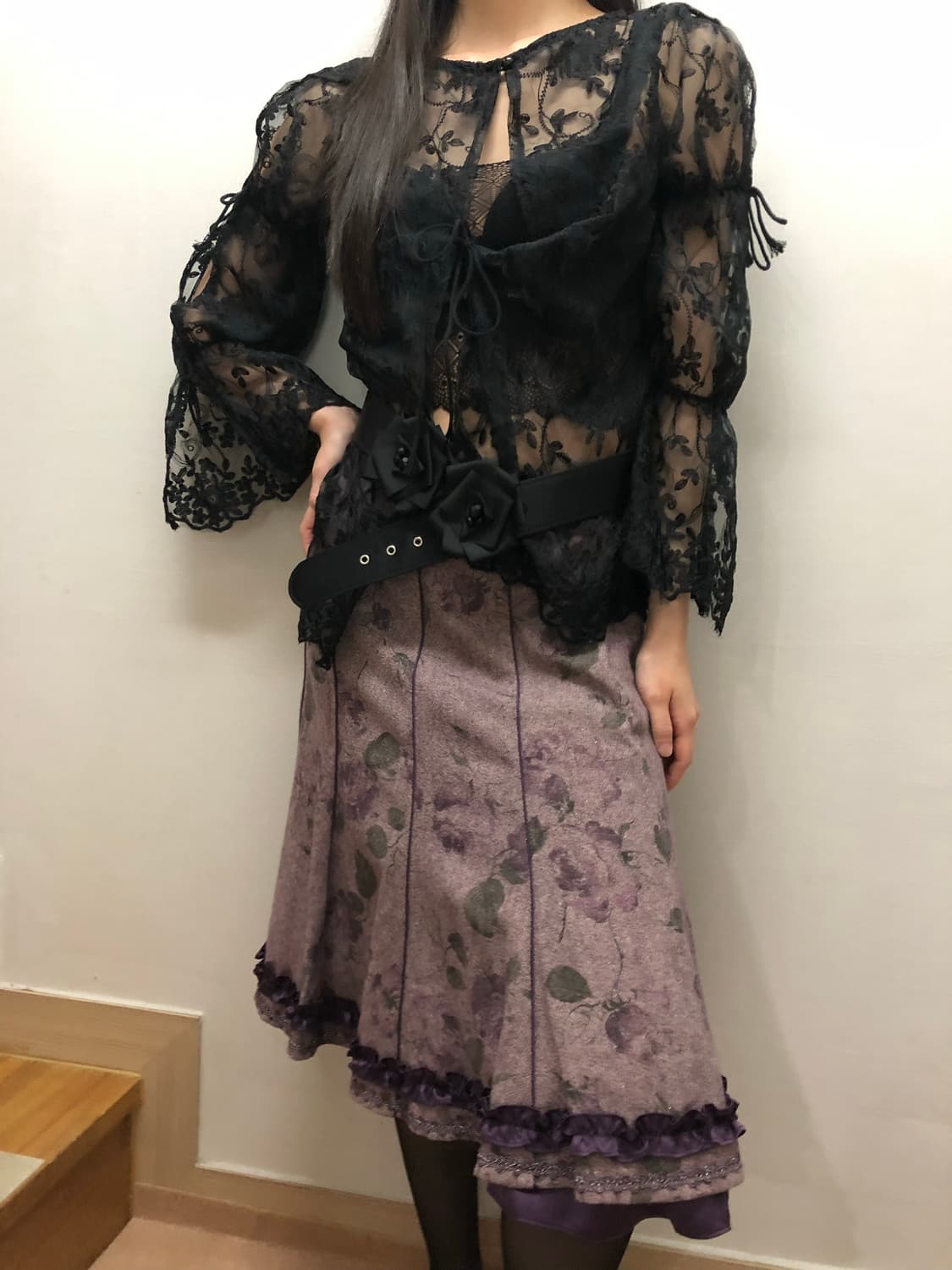 빈티지 블랙 레이스 시스루 탑 상품이미지7