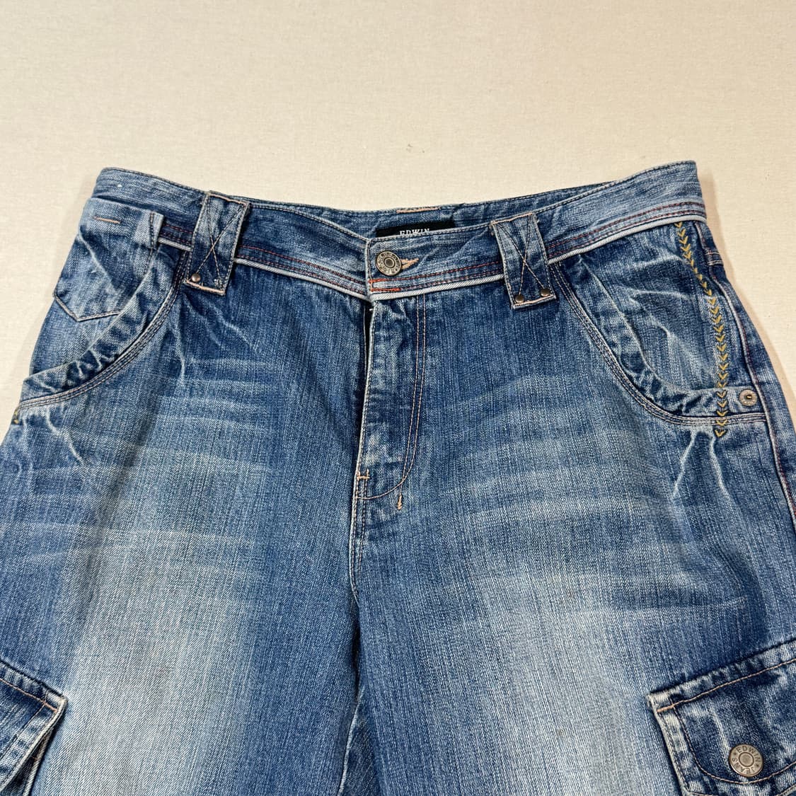 34inch) EDWIN 에드윈 데님 버뮤다 카고 팬츠 7부 바지 상품이미지4