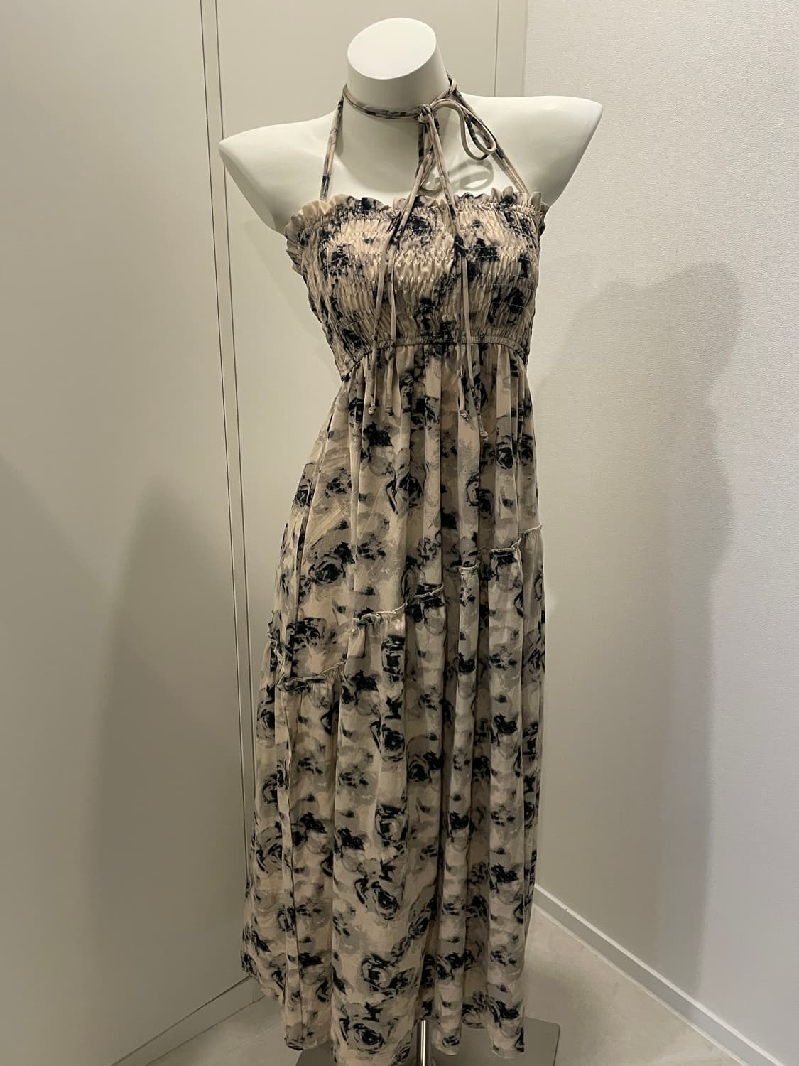 플라워 롱 원피스 빈티지 오리엔탈 홀터넥 장미 상품이미지1