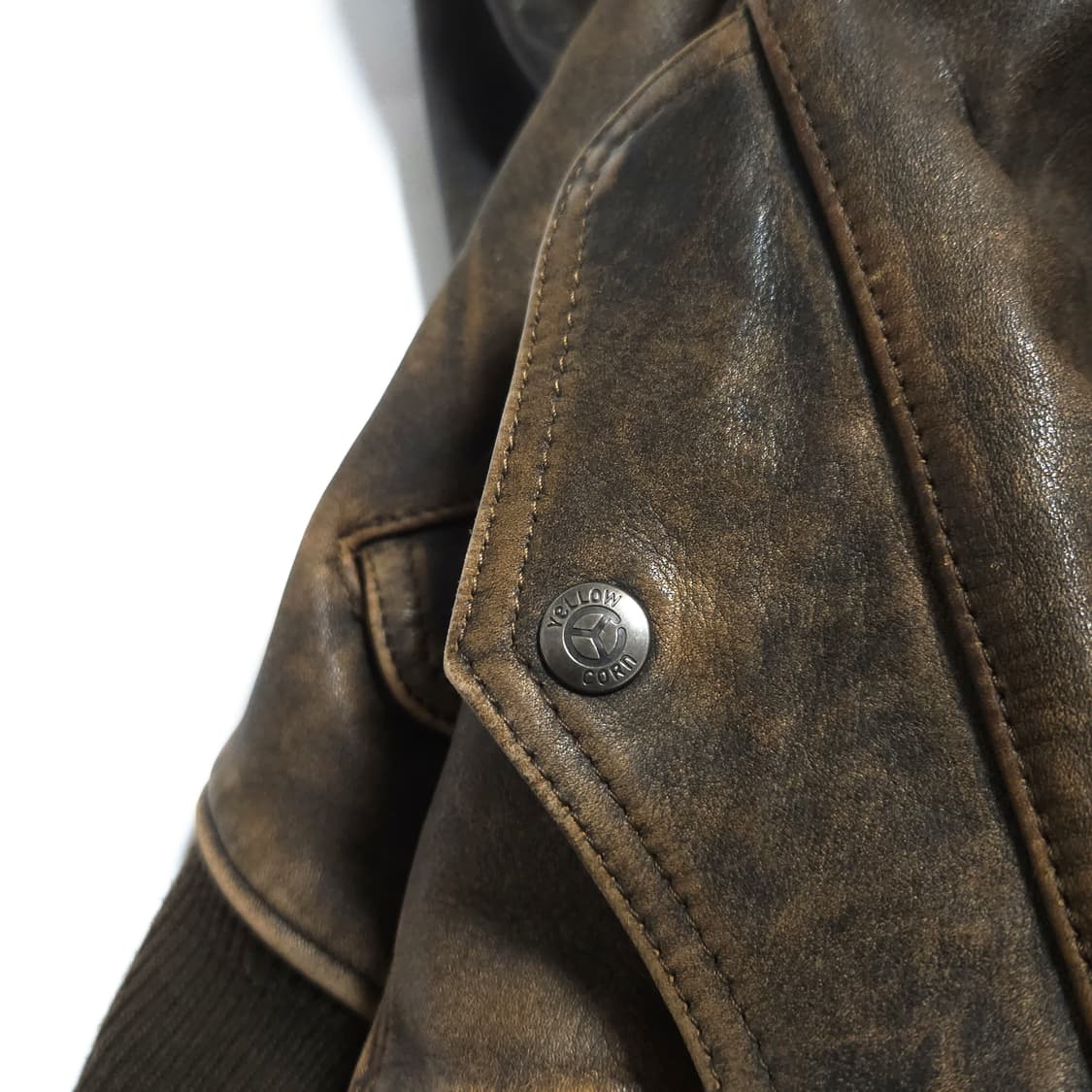 옐로우콘 90s 빈티지 라이딩 카우 레더 가죽 자켓 상품이미지8