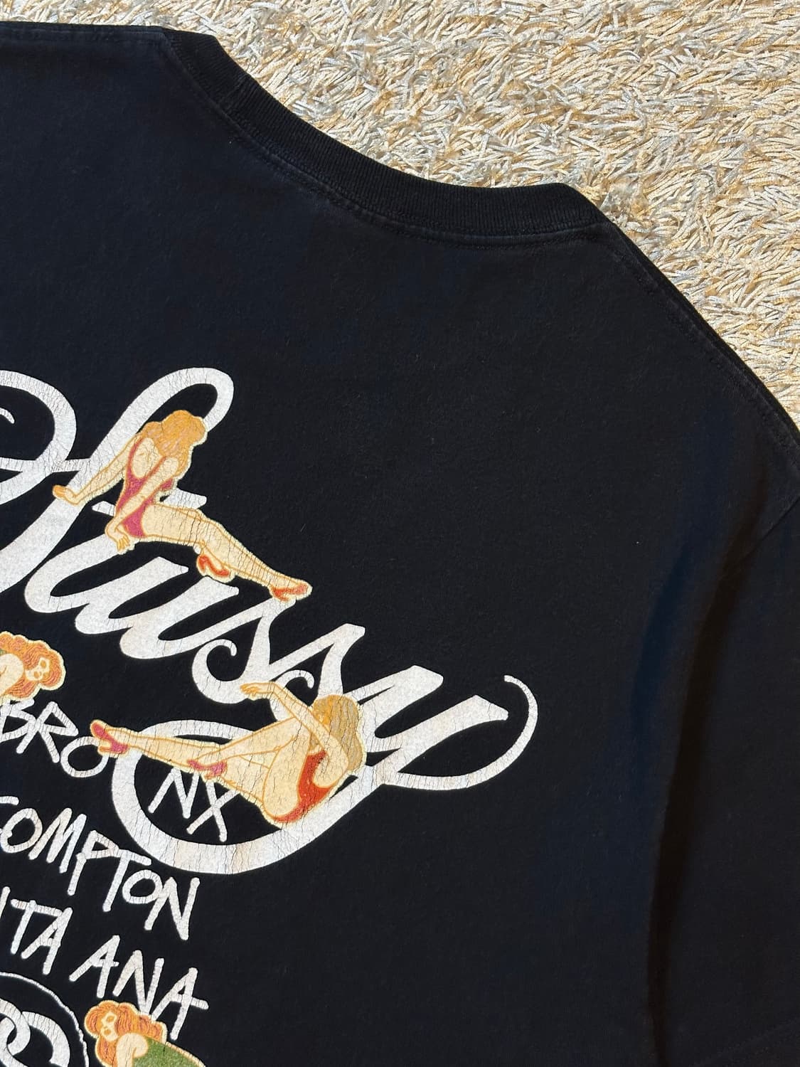 희귀) 스투시 STUSSY 월드투어 핀업걸 반팔 티셔츠 블랙 상품이미지4