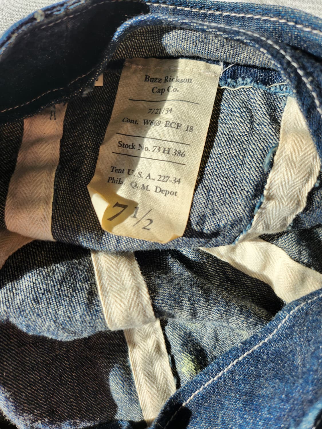 Buzzrickson P.W army denim cap 상품이미지4