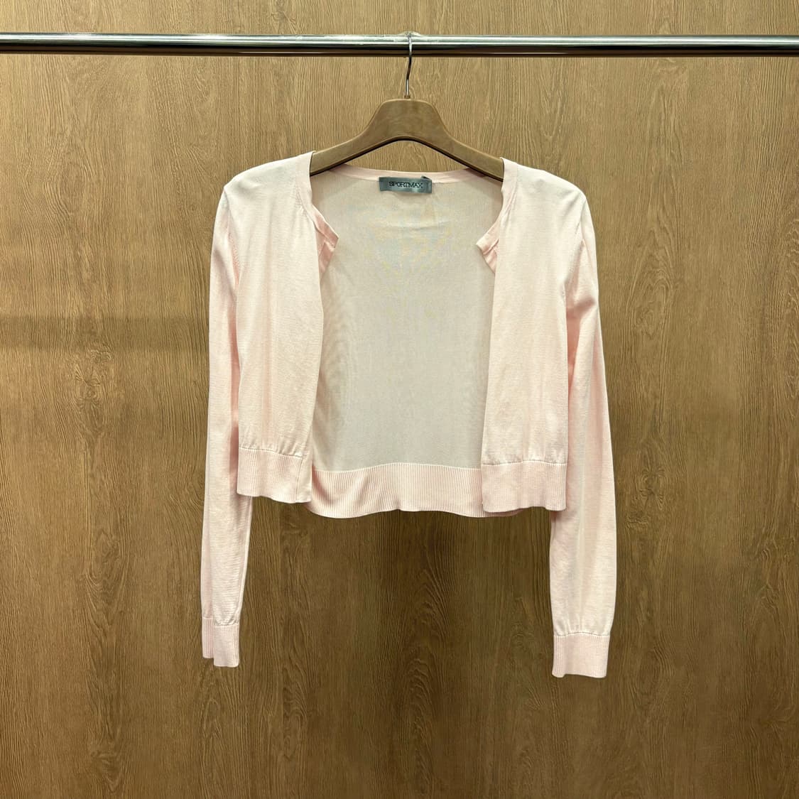 막스마라 스포트막스 긴팔 크롭 코튼 가디건 중앙 오픈형 디테일 핑크 상품이미지3