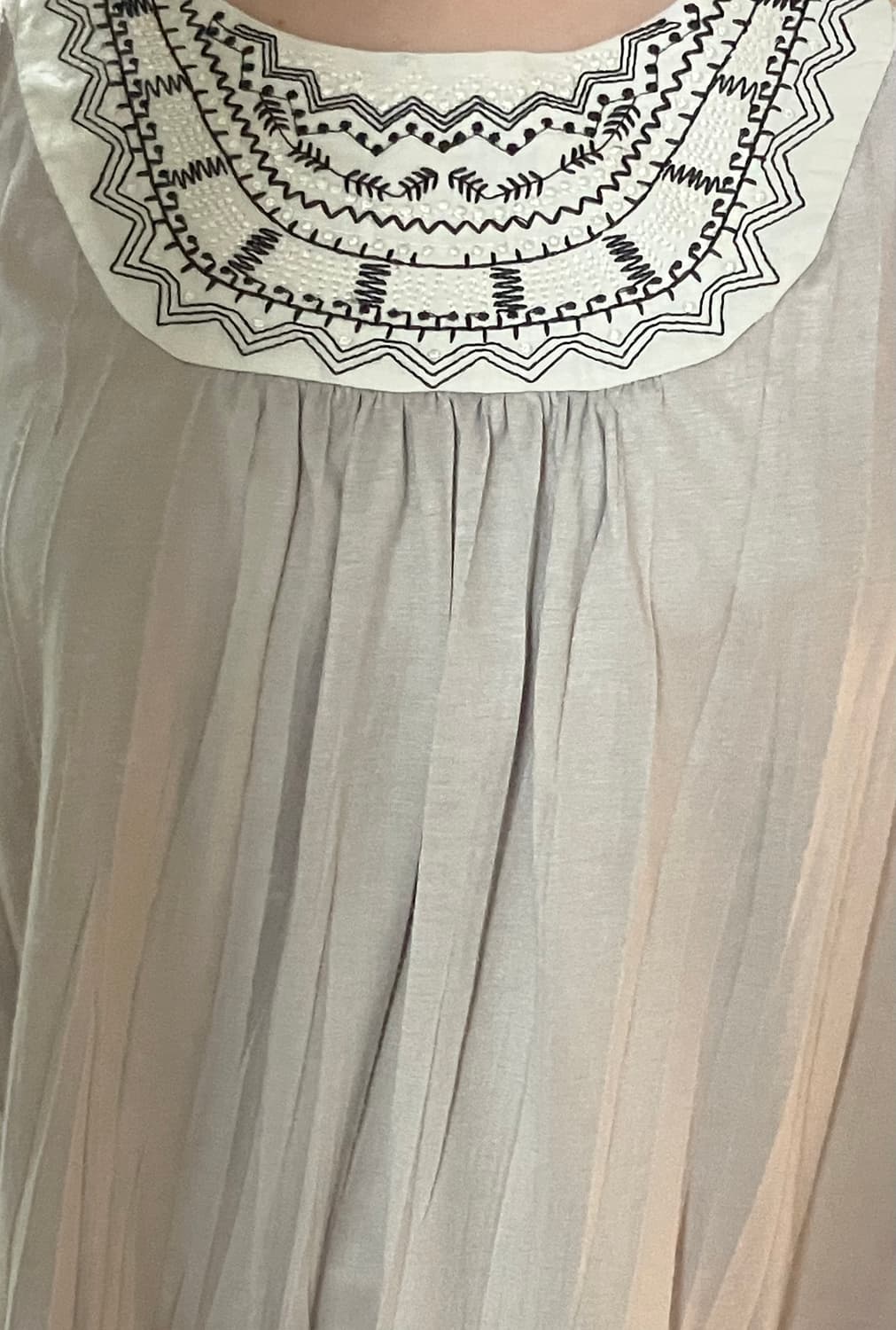 Vintage beige shirred sleveless 상품이미지4
