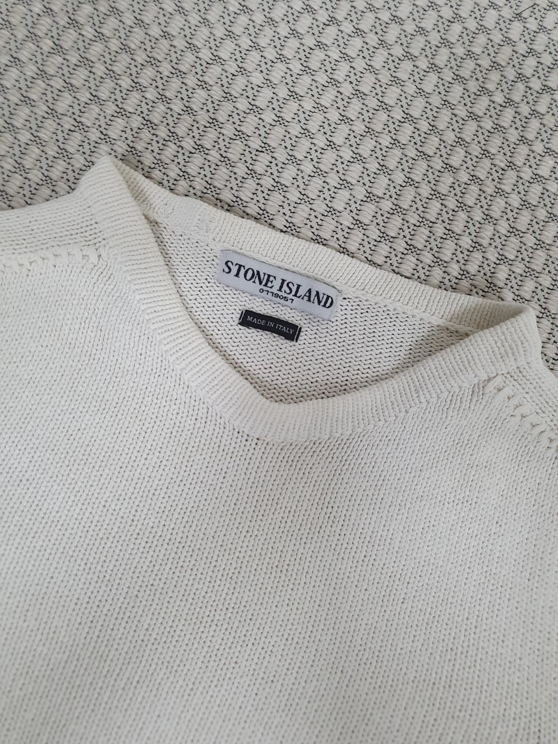 90s 스톤 아일랜드 그린 엣지 화이트 니트 상품이미지7
