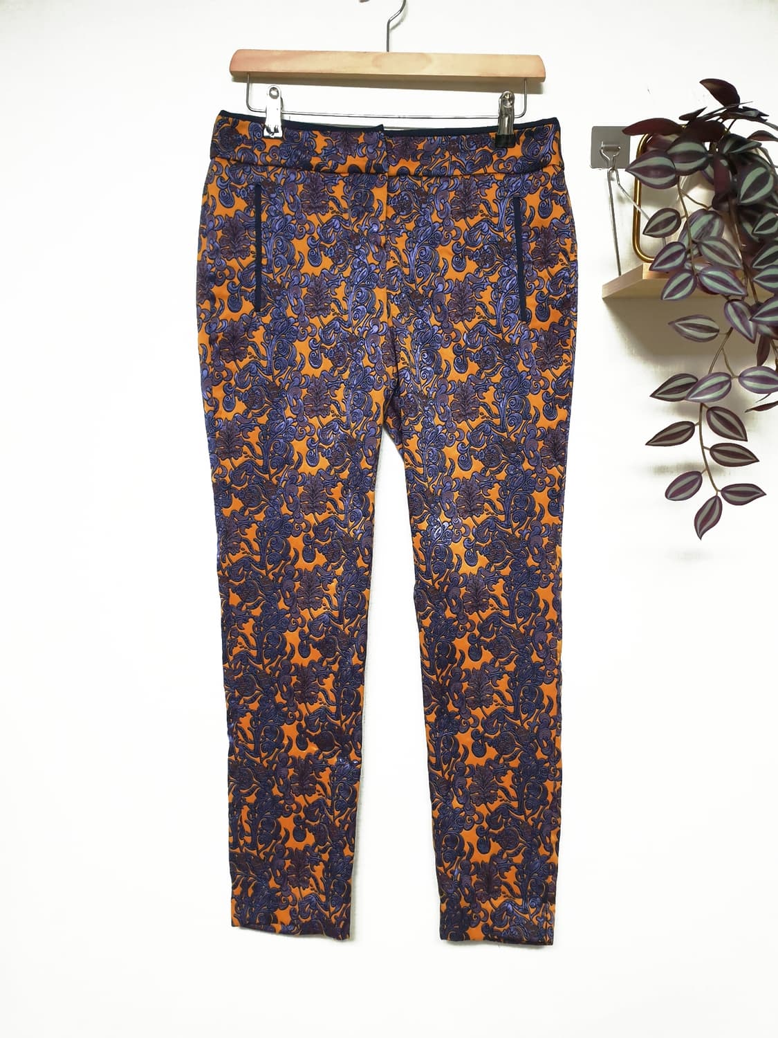 새상품 듀엘 실크자카드 팬츠 66 오렌지퍼플 상품이미지1