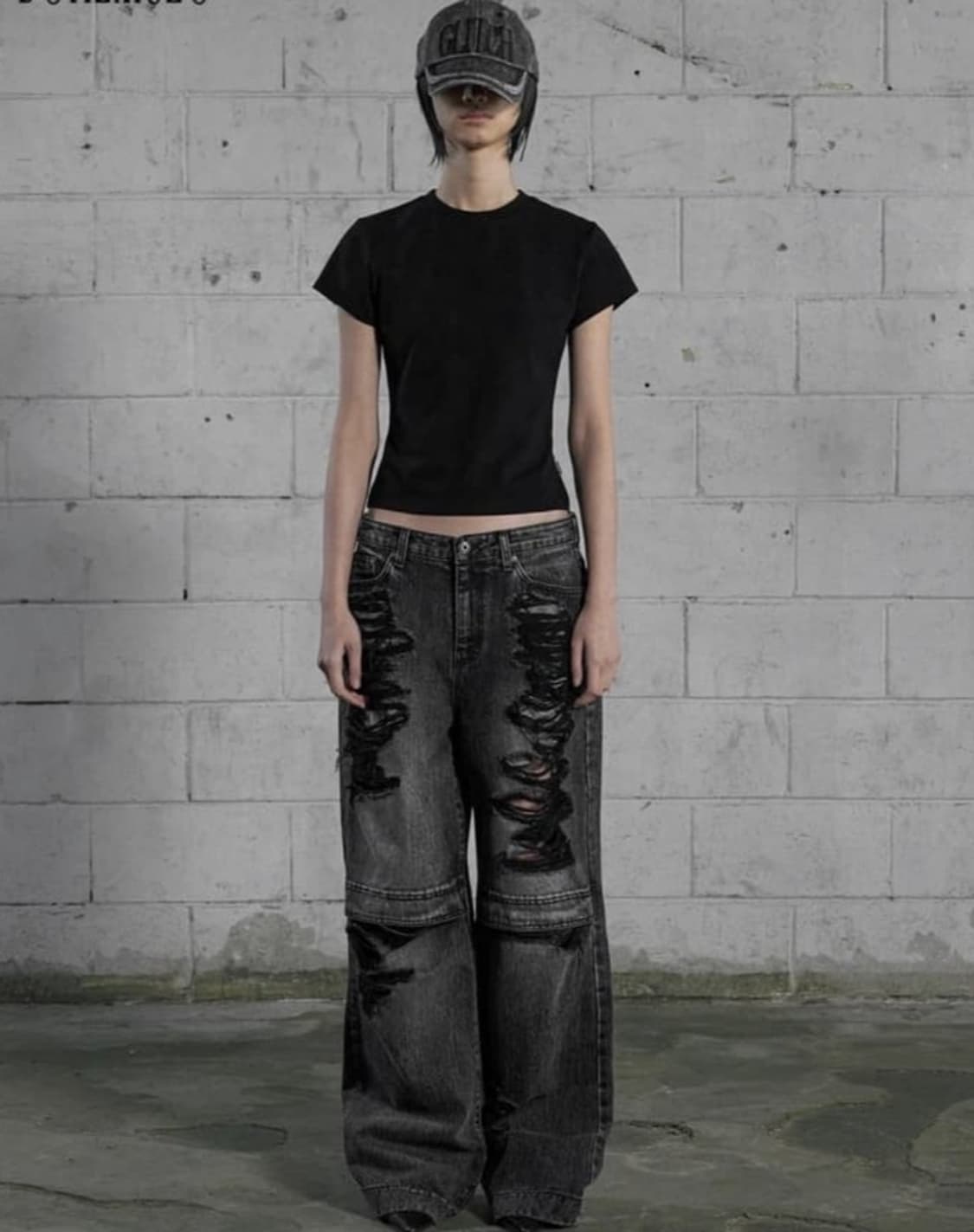 보헤미안서울 KNEE OPEN RIPPED WIDE JEANS GRAY 상품이미지1