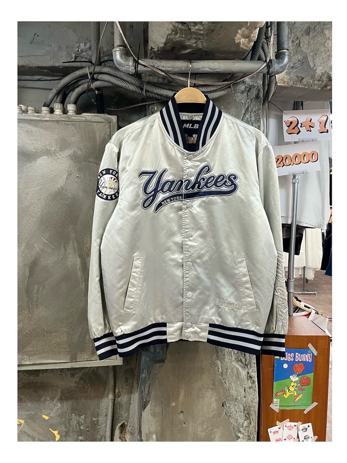 엠엘비 양키스 스타디움 바시티 자켓 실버 100 #csz3962  상품이미지1