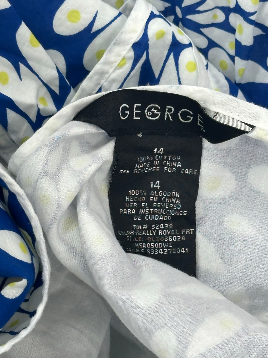 GEGRGE 코발트 블루 코튼 하와이안 플라워 미디 원피스 에스닉 상품이미지6