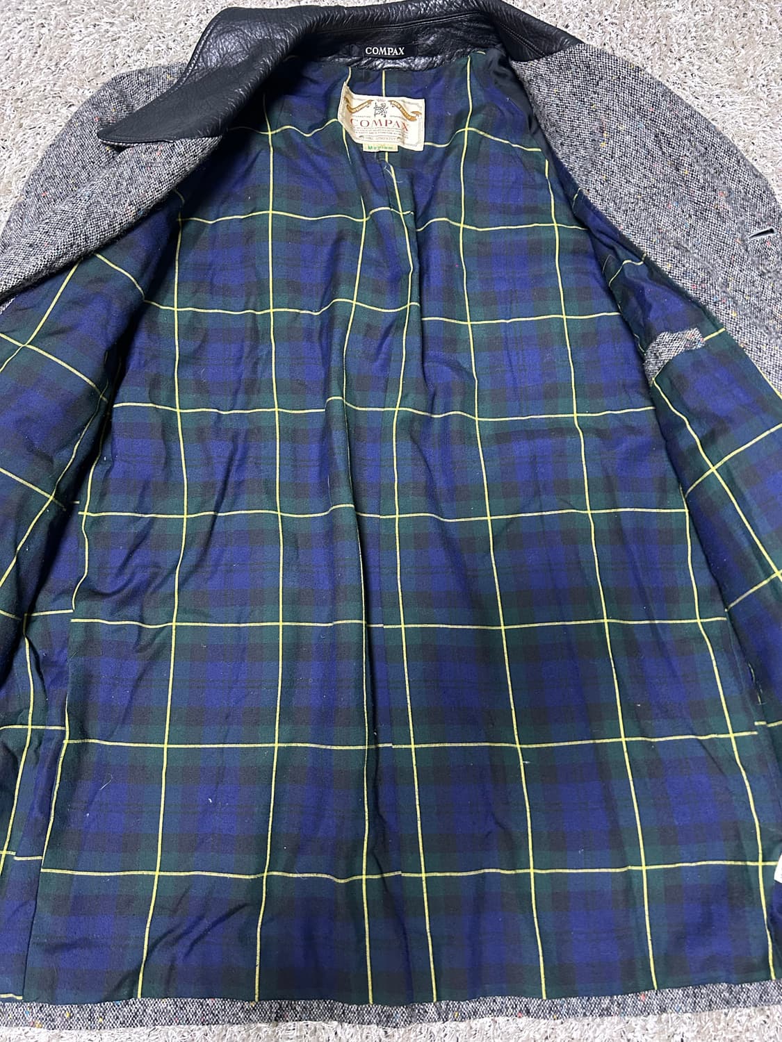 일제 소가죽카라 체크코트 사이즈 105-110 상품이미지7