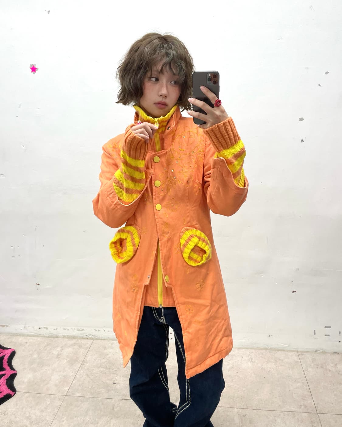 orange knitwear  long jacket 상품이미지1